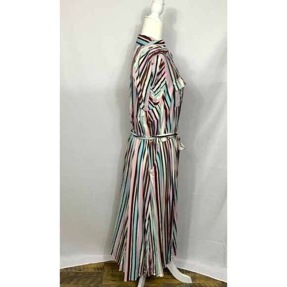 Torrid 2 Dress Womens Plus Stripped Belted Maxi Belted Button Front Long Sleeve - Picture 14 of 15